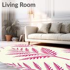 Vibrant Magenta Fern Botanical Rug
