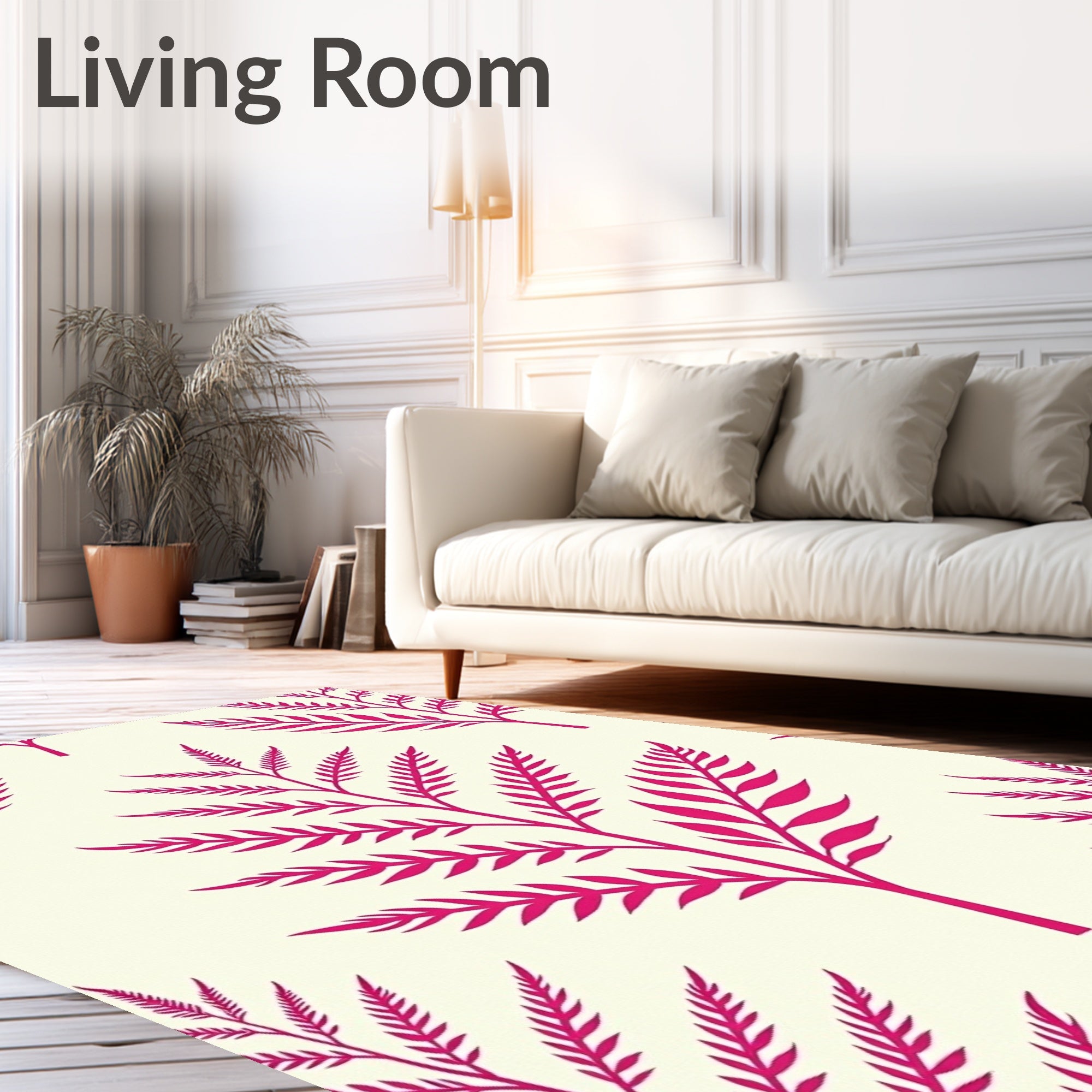 Vibrant Magenta Fern Botanical Rug