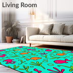 Playful Fish and Seaweed Ocean Scene Rug
