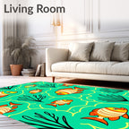 Coral Stripe Fish Ocean Scene Rug