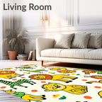 Playful Safari Animals Yellow Green Rug