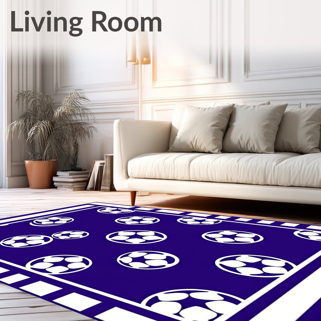 Deep Blue Soccer Ball Scatter Rug