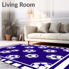 Deep Blue Soccer Ball Scatter Rug