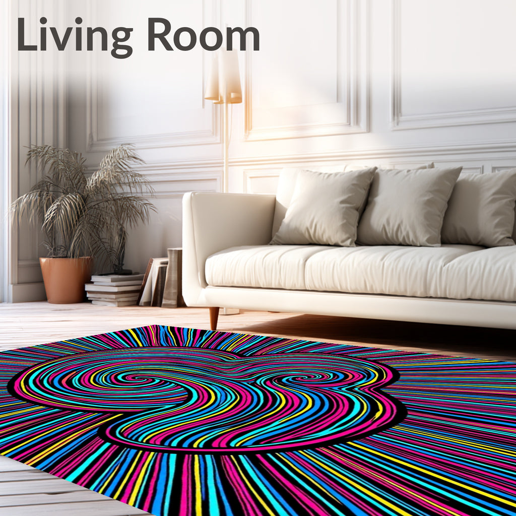 Vibrant Neon Swirl Burst Rug