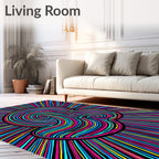 Vibrant Neon Swirl Burst Rug