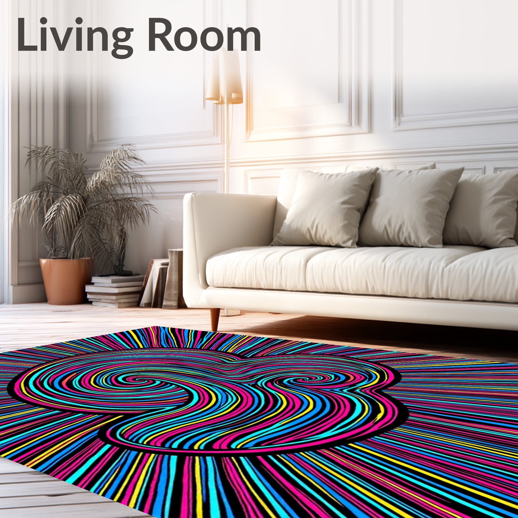 Vibrant Neon Swirl Burst Rug