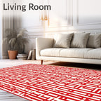 Crimson White Vertical Labyrinth Rug