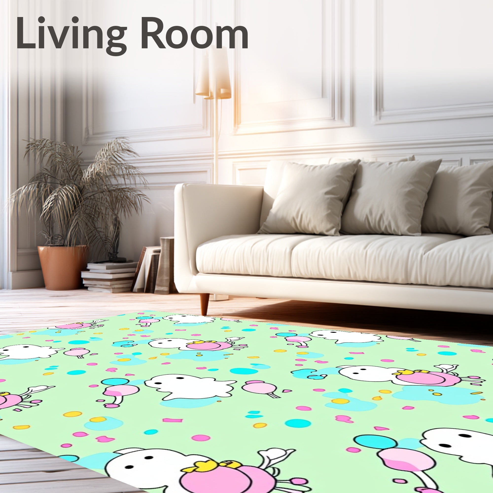 Cute White Ghost Pastel Confetti Rug