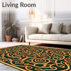 Emerald Green Ornate Swirls Rug