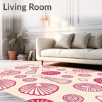 Crimson Seashell and Pod Arrangement Rug