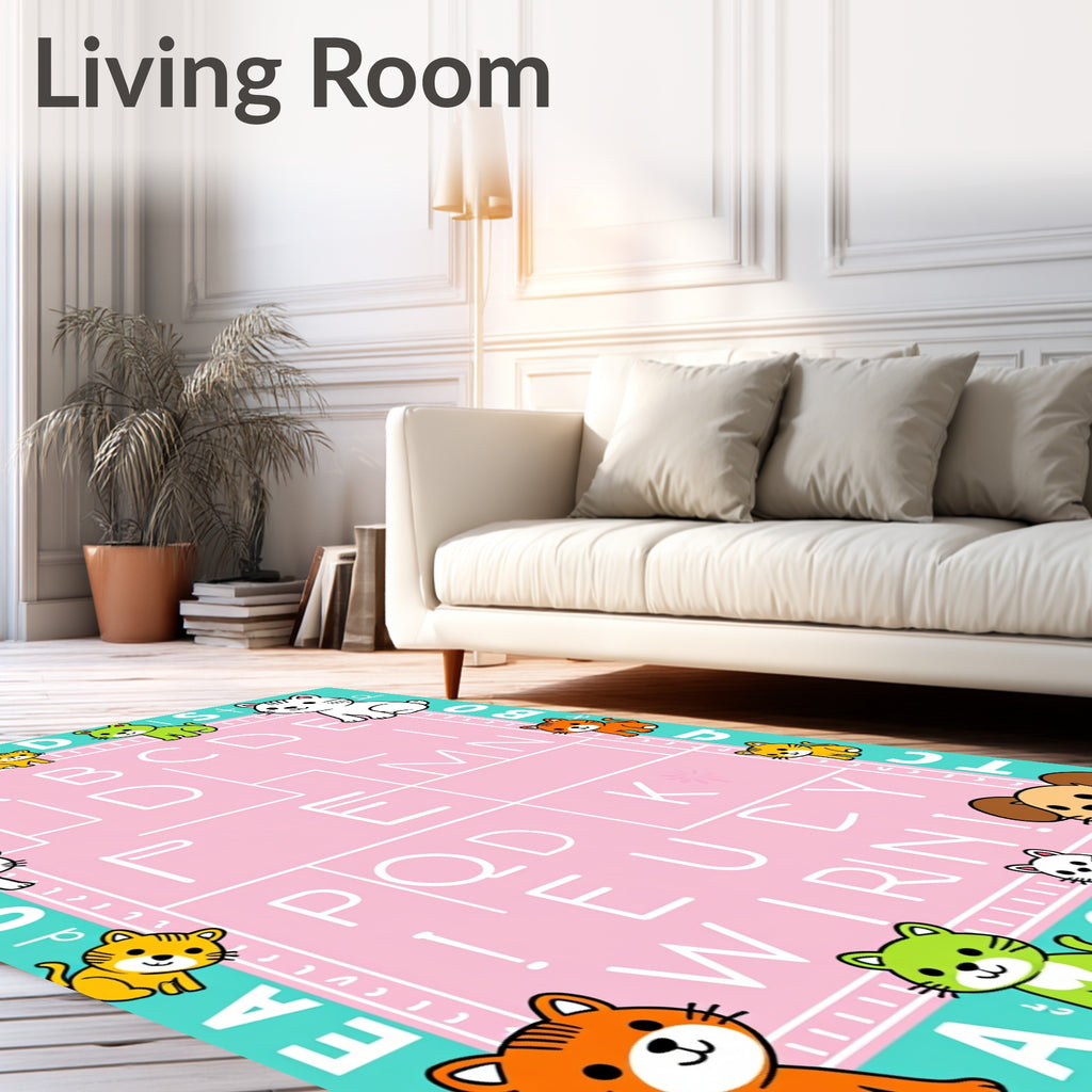 Cute Cat Alphabet Play Mat Rug