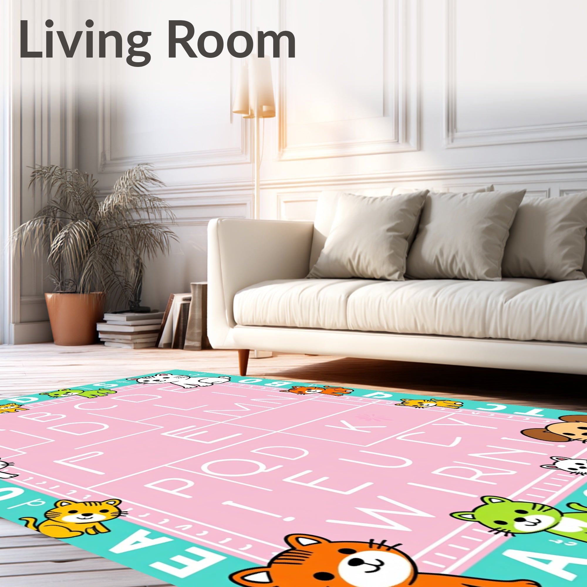 Cute Cat Alphabet Play Mat Rug