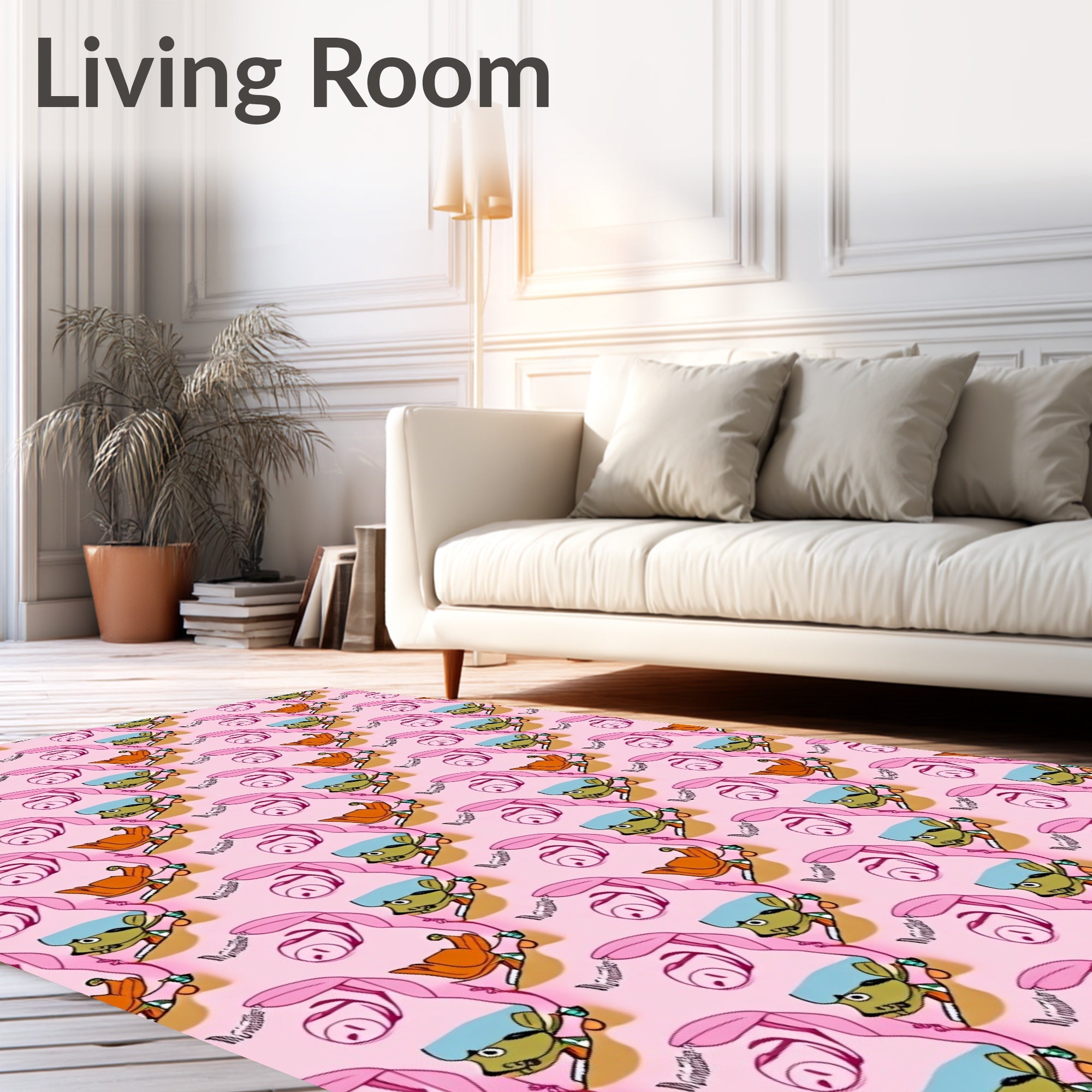 Pink Cartoon Character Pop Art Rug