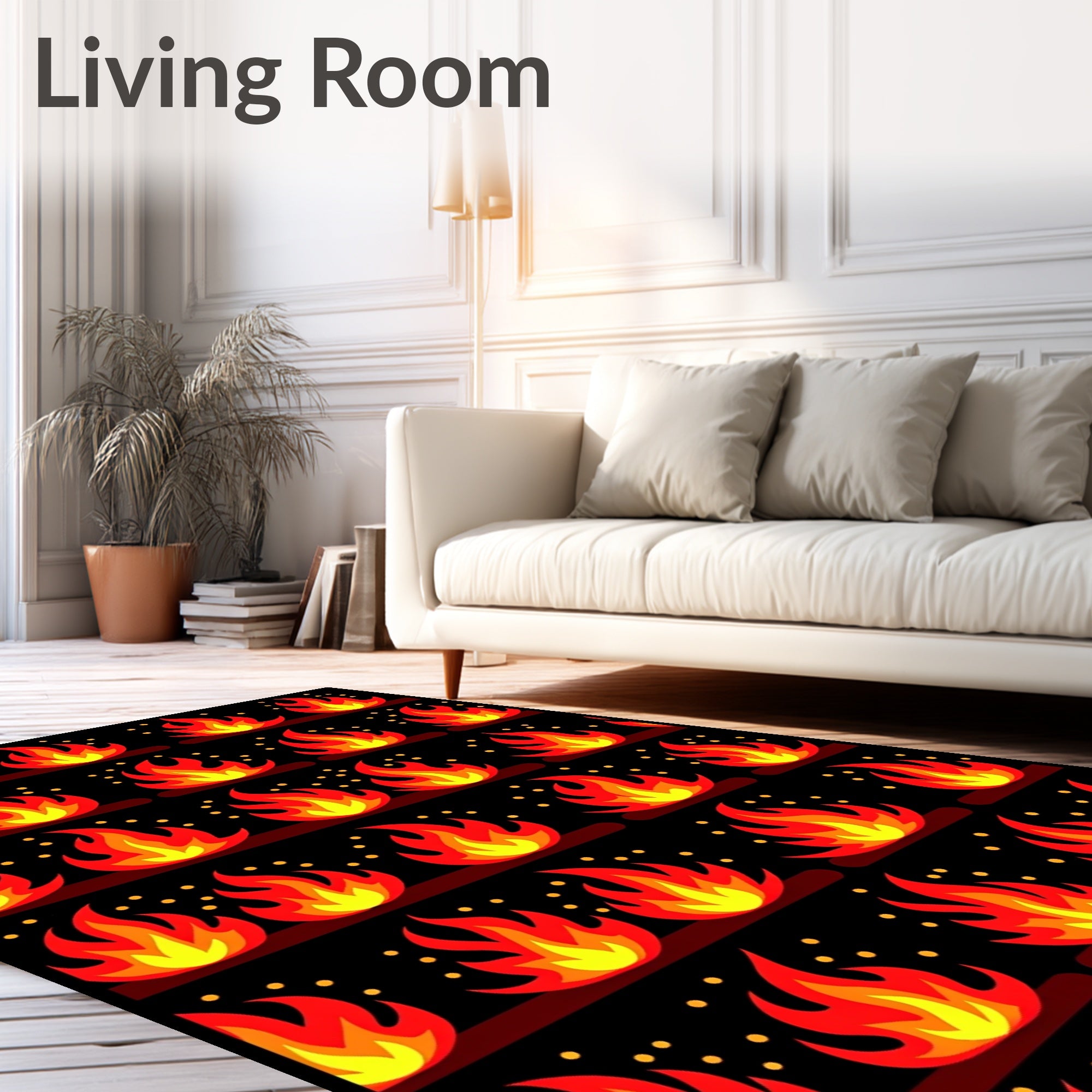 Fiery Flames With Gold Sparks Rug
