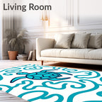 Coastal Teal Turtle Swirl Rug
