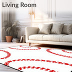 Red Baseball Stitch Graphic Rug