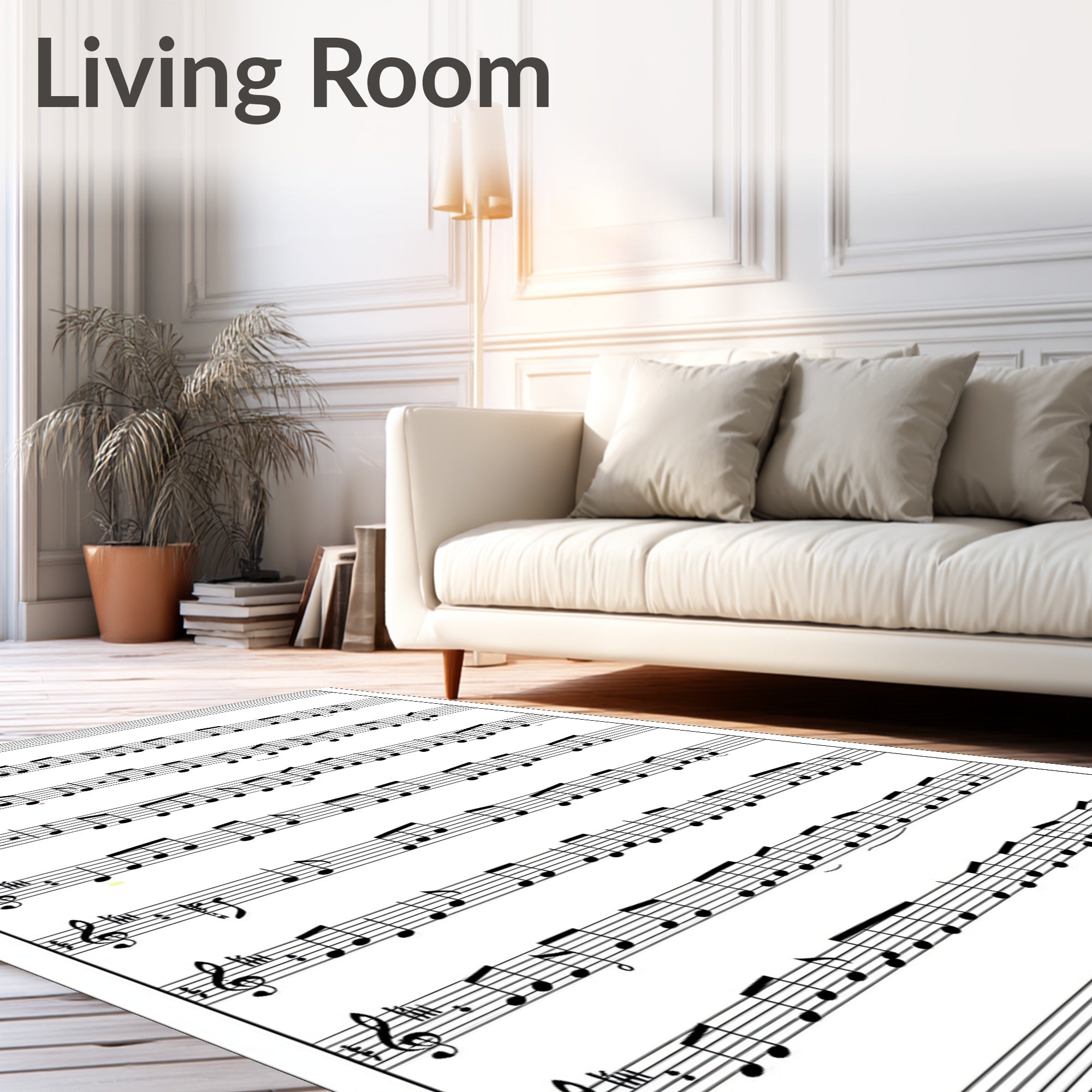 Musical Staff Eighth Note Cascade Rug