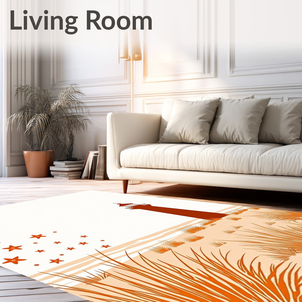Coastal Lighthouse Starfish Beach Rug