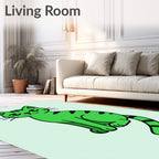 Vibrant Green Striped Feline Rug