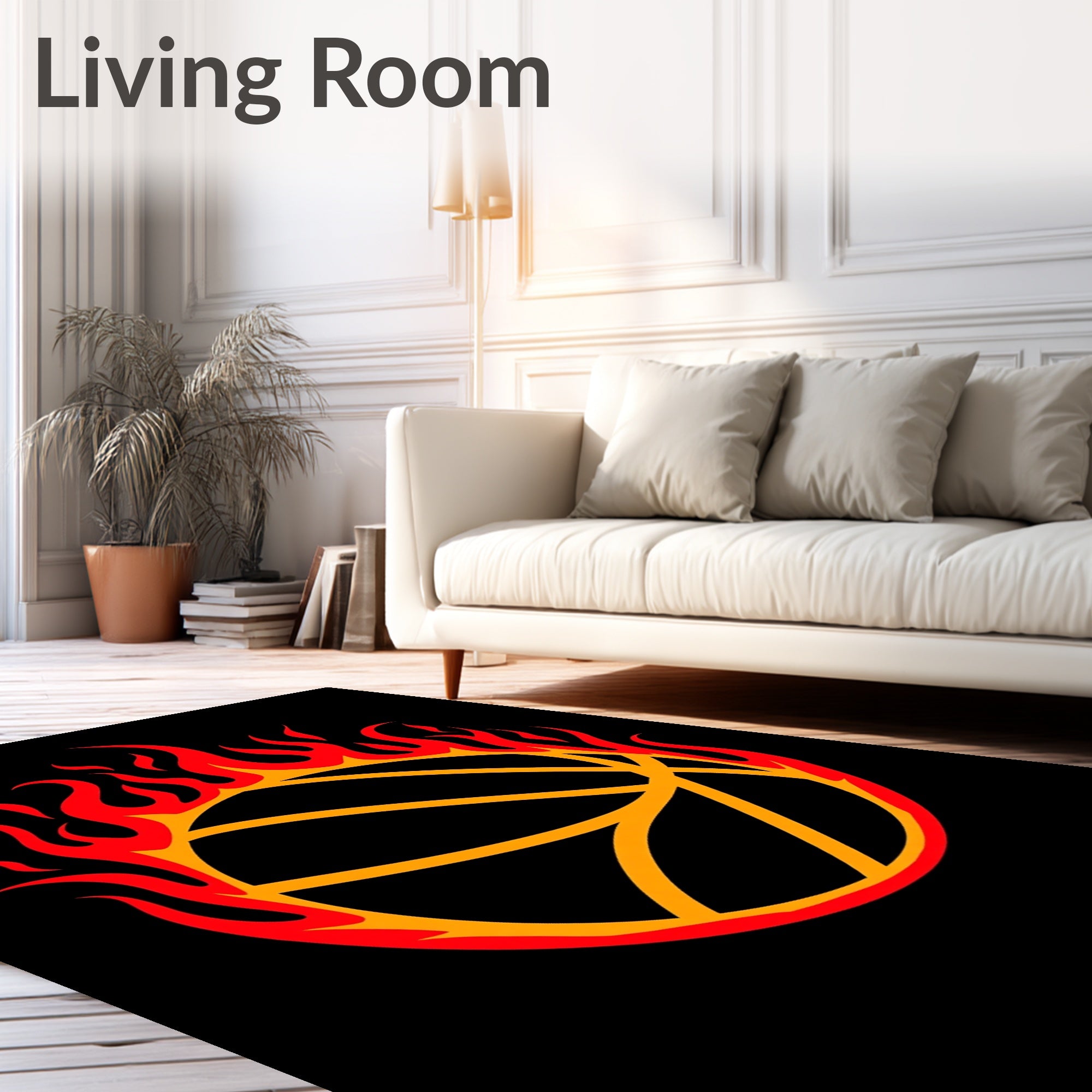 Fiery Basketball Blaze Graphic Rug