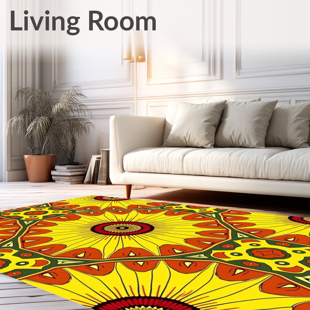 Radiant Yellow Sunburst Medallion Rug