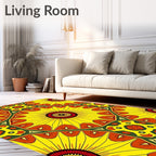 Radiant Yellow Sunburst Medallion Rug