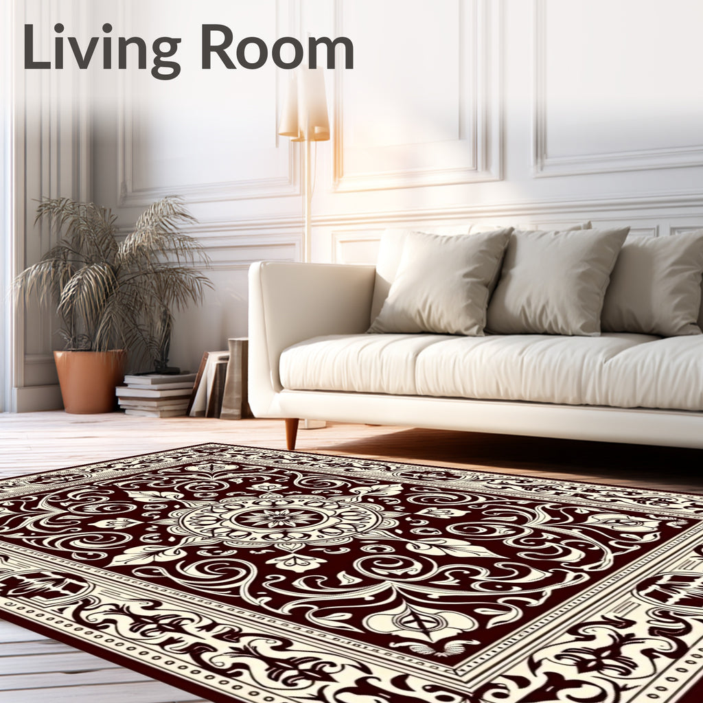 Classic Ivory Floral Medallion Border Rug