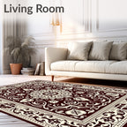 Classic Ivory Floral Medallion Border Rug