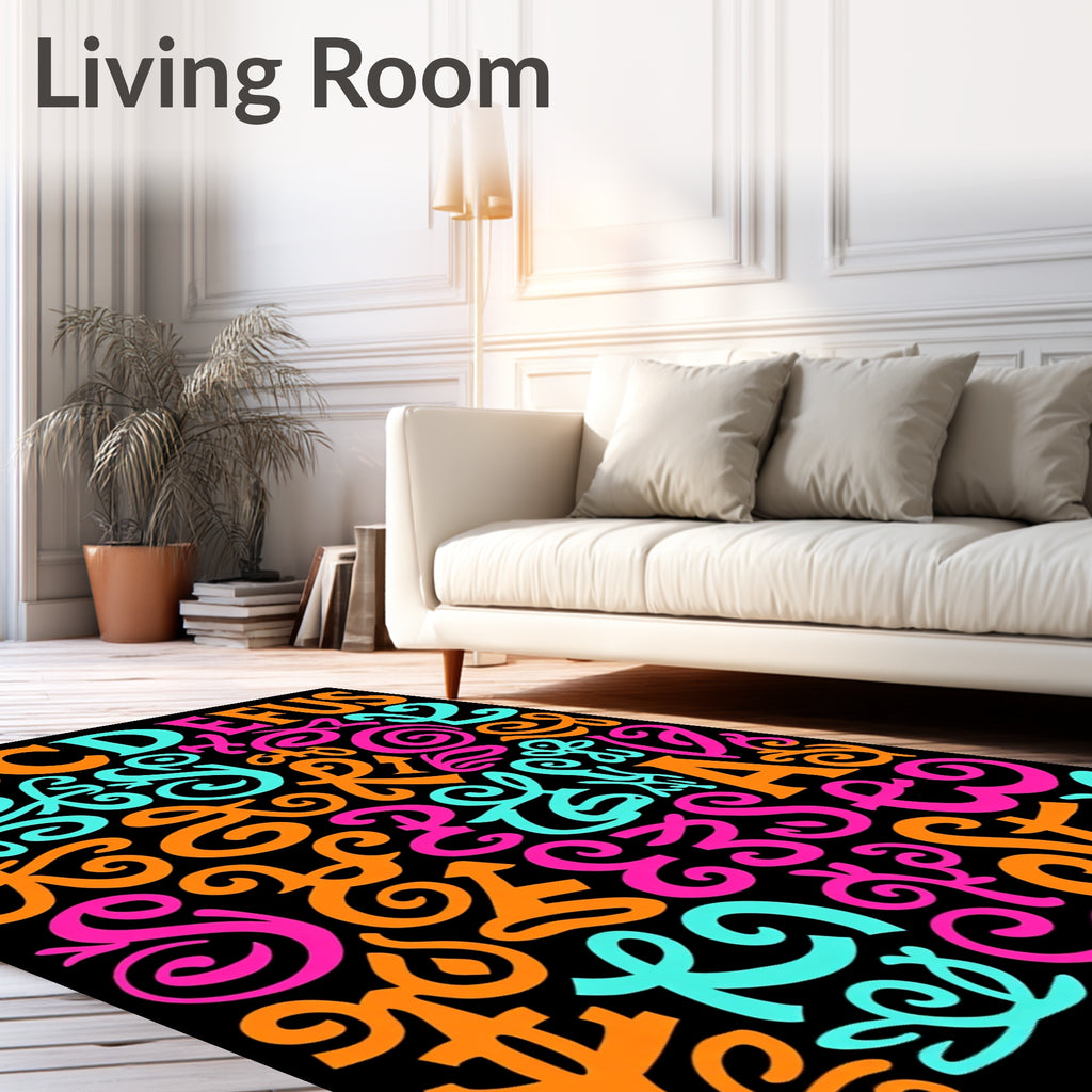 Bold Alphabet Swirl and Curl Rug