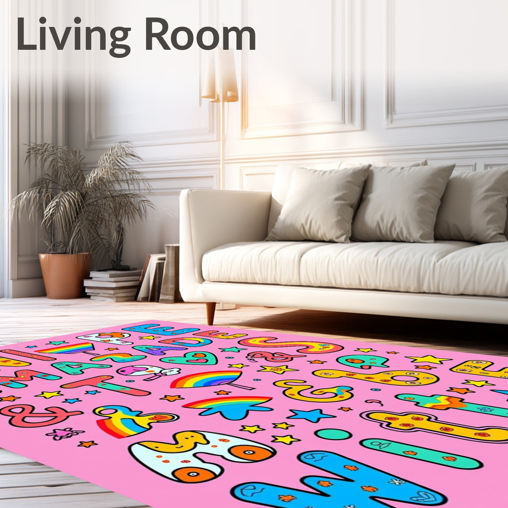 Colorful Rainbow Alphabet Letter Rug
