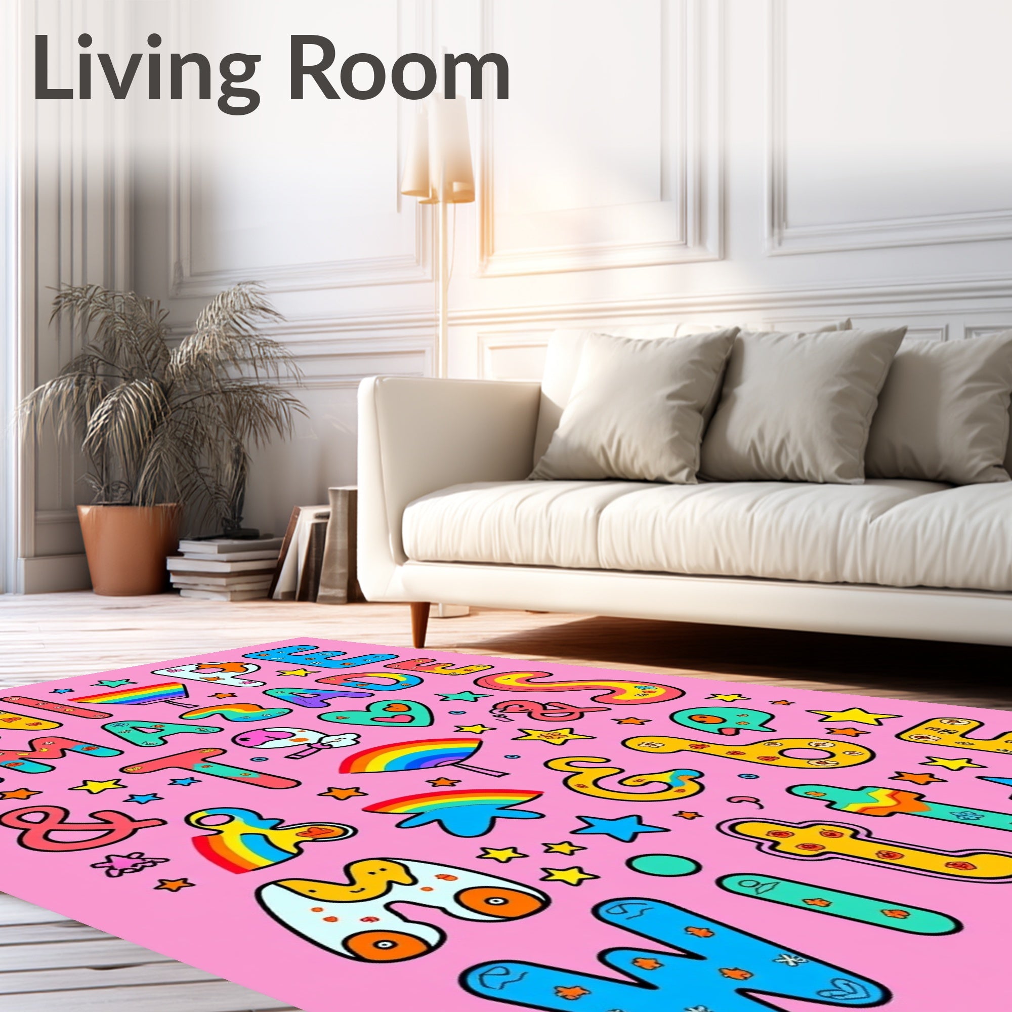 Colorful Rainbow Alphabet Letter Rug
