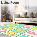Alphabet Grid Cheerful Color Block Rug