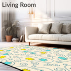 Quirky Yellow Blue Organic Shapes Rug