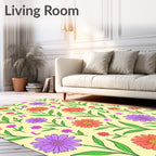 Playful Pink Purple Orange Floral Alphabet Rug