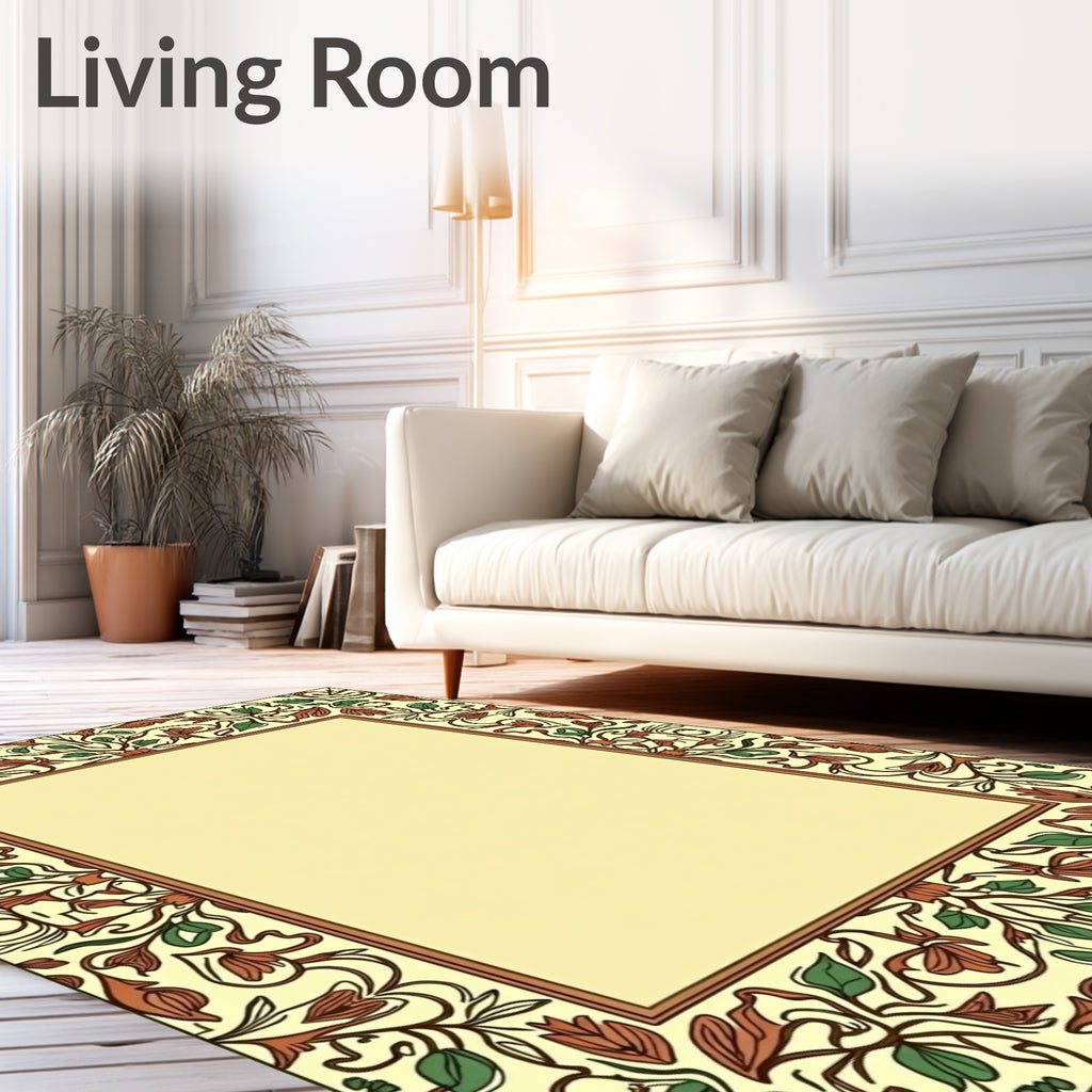 Art Nouveau Botanical Border Rug
