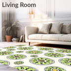 Green Floral Medallion Repeating Pattern Rug