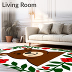 Brown Bear with Red Berry Garland Rug
