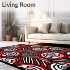 Bold red concentric circles abstract Rug