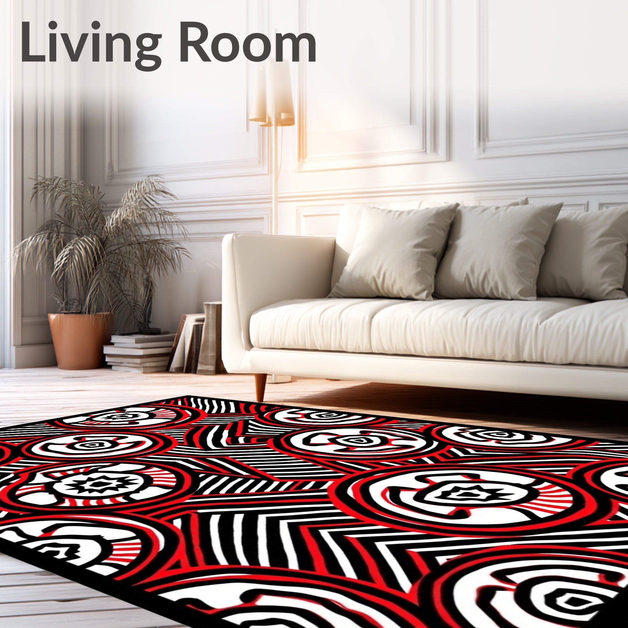 Bold red concentric circles abstract Rug