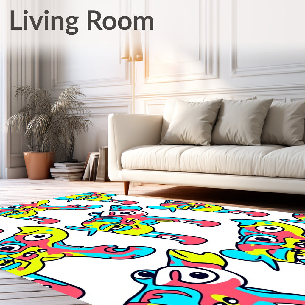 Whimsical Abstract Creature Swirl Rug