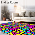 Vibrant Multicolor Bold Letter Collage Rug