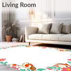 Coral And Teal Koi Flower Garden Border Rug