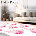 Pink Playful Creature Heart Bloom Repeating Pattern Rug