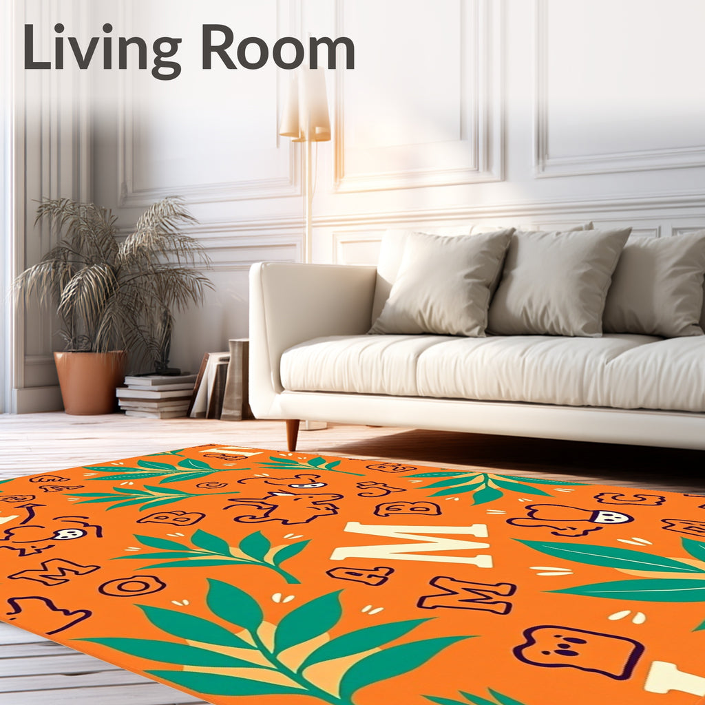 Orange Green Alphabet Animal Grove Rug