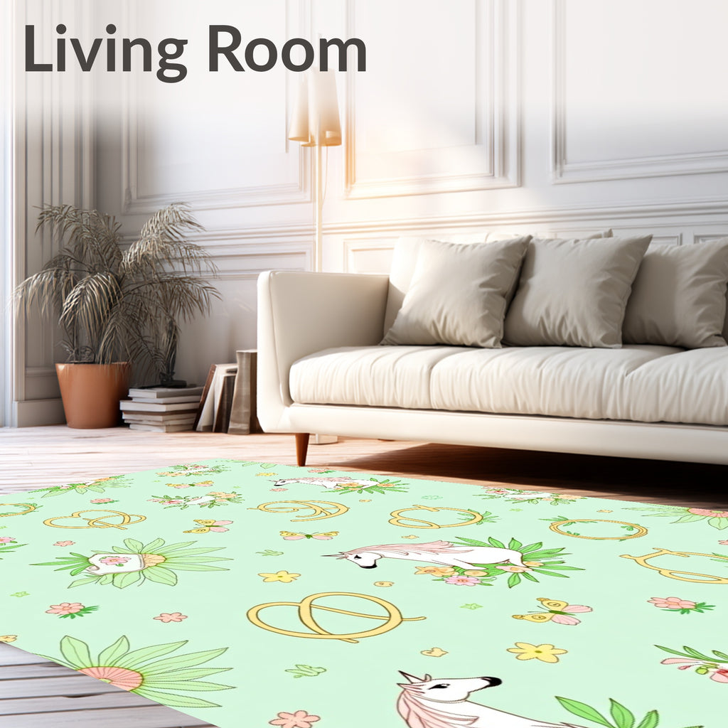 Whimsical Unicorn Butterflies Floral Wonder Rug