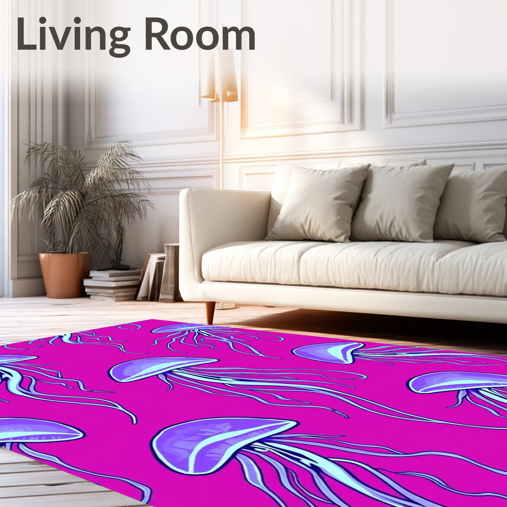 Vibrant Purple Jellyfish Aquatic Display Rug