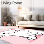 Cute White Cat Pink Background Simple Rug