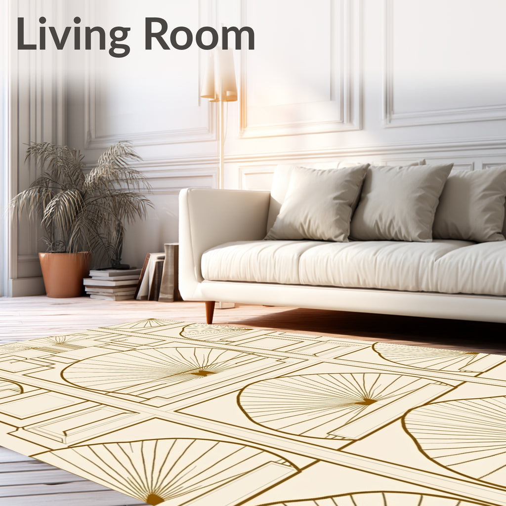 Cream Art Deco Fan Panels Rug