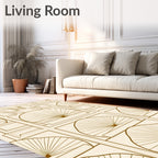 Cream Art Deco Fan Panels Rug