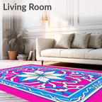 Vibrant Fuchsia Floral Medallion Rug